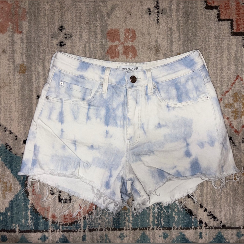 Mavi Blue and White Tie-Dye Jean Shorts
